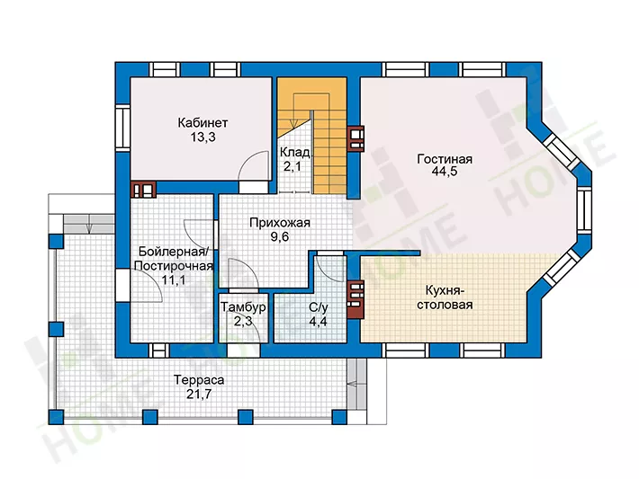 План этажа №1 2-этажного дома 57-29 в Тюмени
