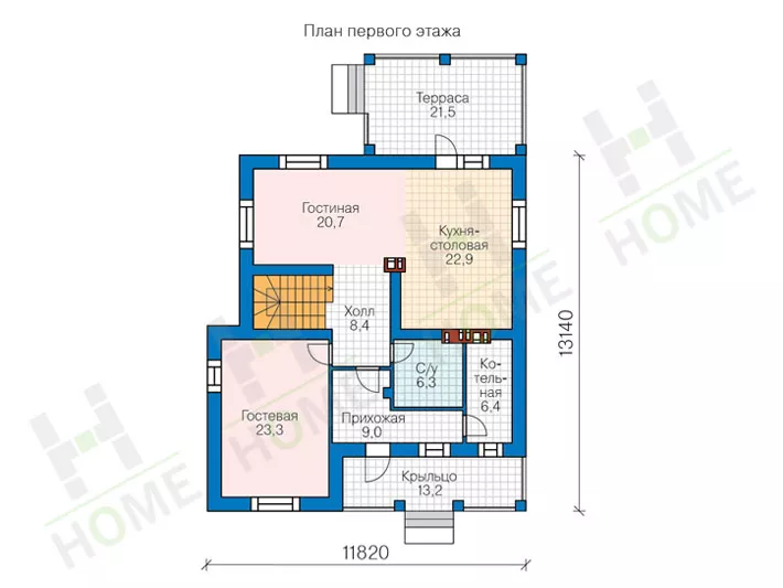 План этажа №1 2-этажного дома 40-56 в Тюмени
