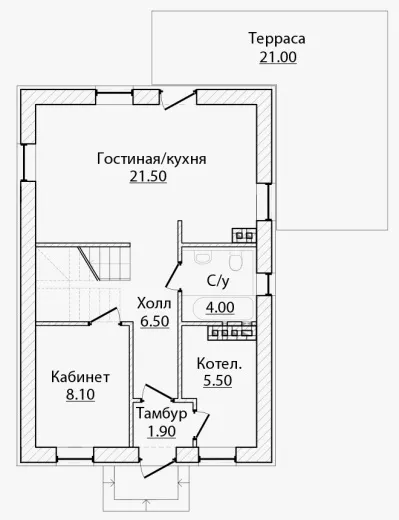 План этажа №1 2-этажного дома A-95 в Тюмени