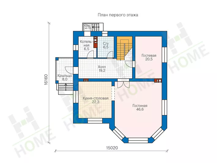 План этажа №2 2-этажного дома 57-60EKL в Тюмени