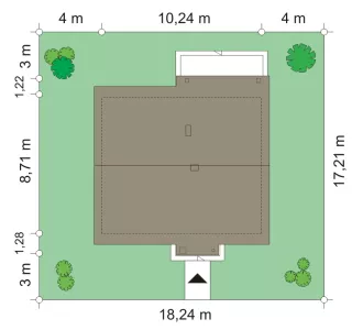 План этажа №1 1-этажного дома K-1131-2 в Тюмени