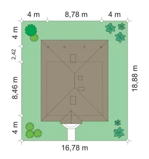 План этажа №1 1-этажного дома K-185-2 в Тюмени