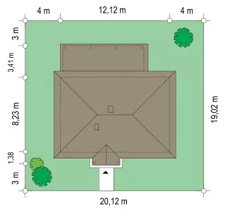 План этажа №1 1-этажного дома D-198 в Тюмени