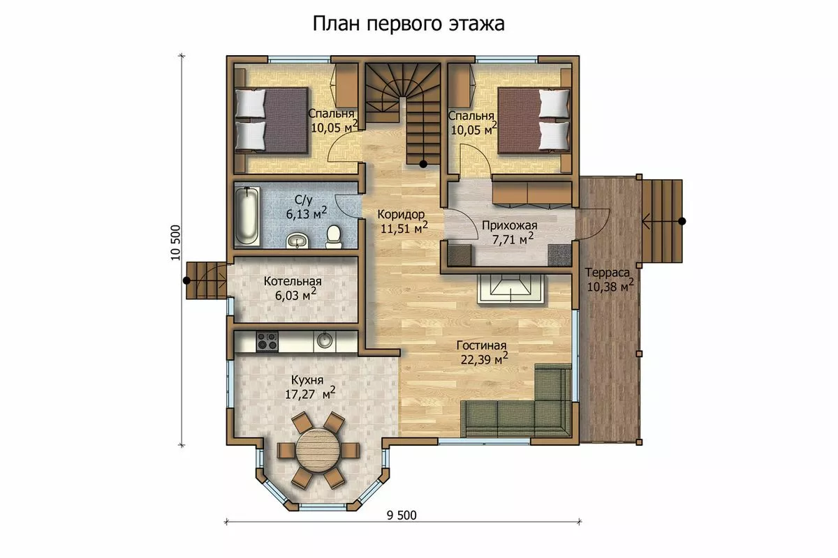 План этажа №1 2-этажного дома MS-149 в Тюмени