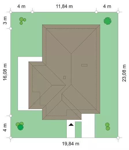 План этажа №1 1-этажного дома K-1158-4 в Тюмени