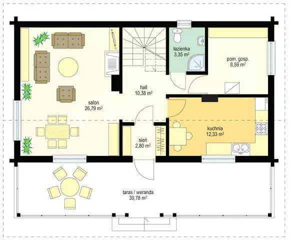 План этажа №1 1-этажного дома D-1152 в Тюмени