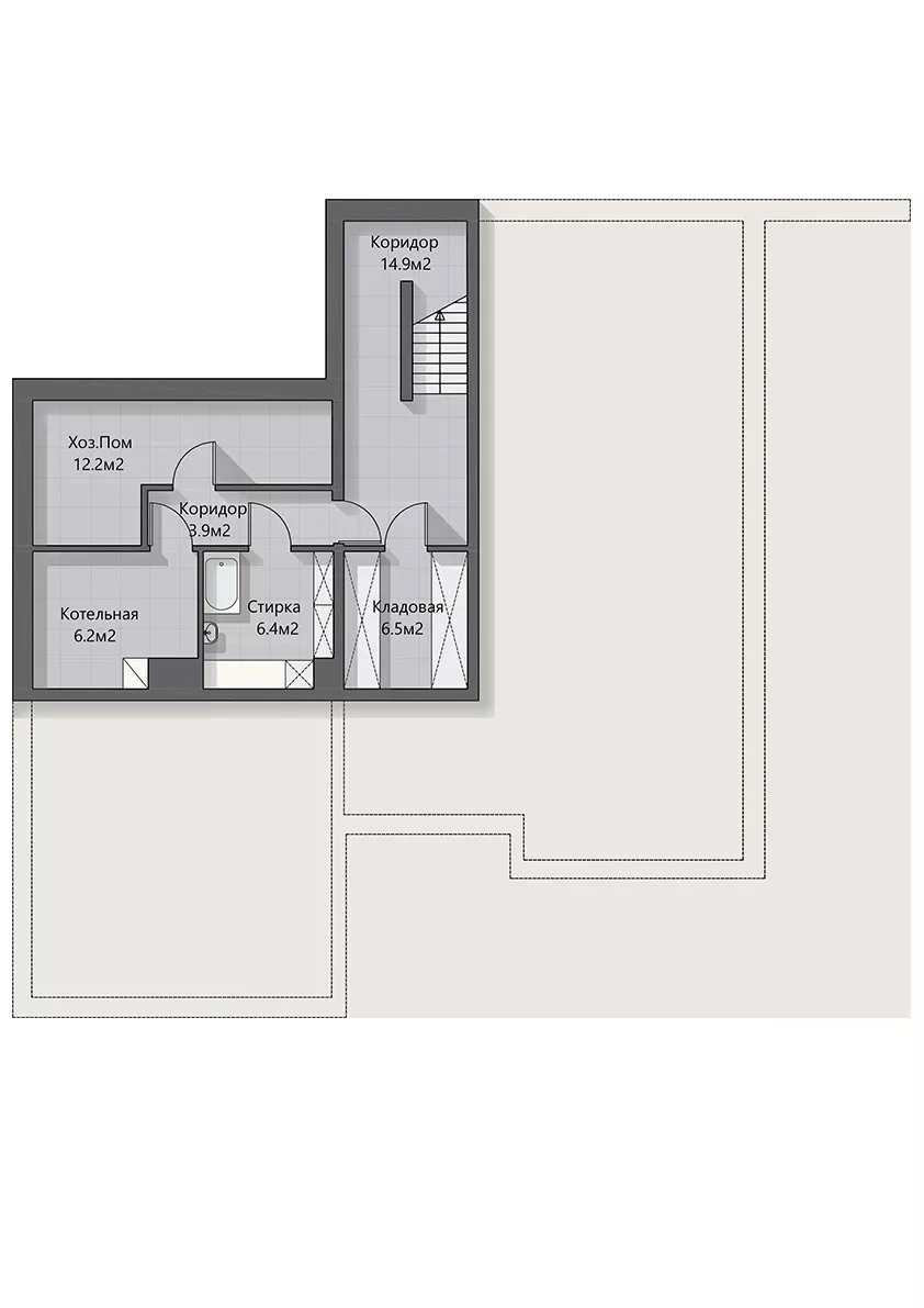 План этажа №1 3-этажного дома K-3426 в Тюмени
