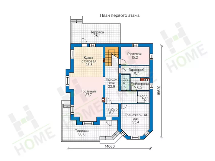 План этажа №1 2-этажного дома 48-31 в Тюмени