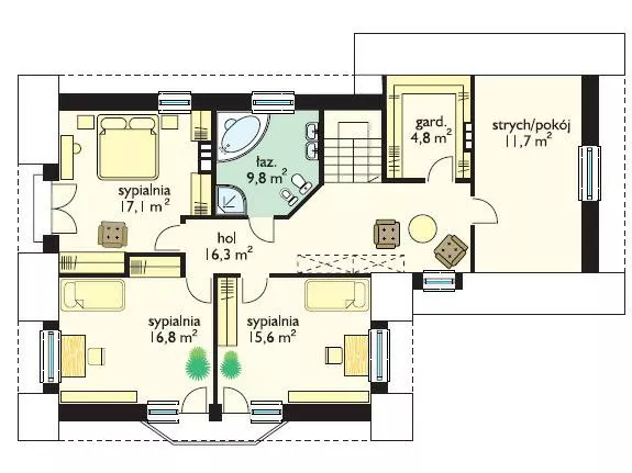 План этажа №1 1-этажного дома K-1256 в Тюмени