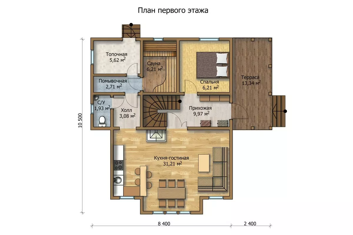 План этажа №1 2-этажного дома MK-119-87 в Тюмени
