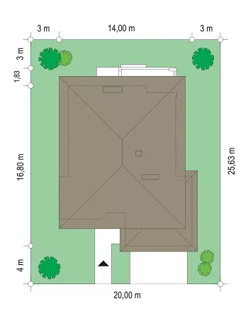 План этажа №1 2-этажного дома K-2344 в Тюмени
