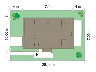 План этажа №1 1-этажного дома K-1281-3 в Тюмени