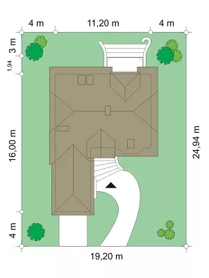 План этажа №1 1-этажного дома K-1184-2 в Тюмени