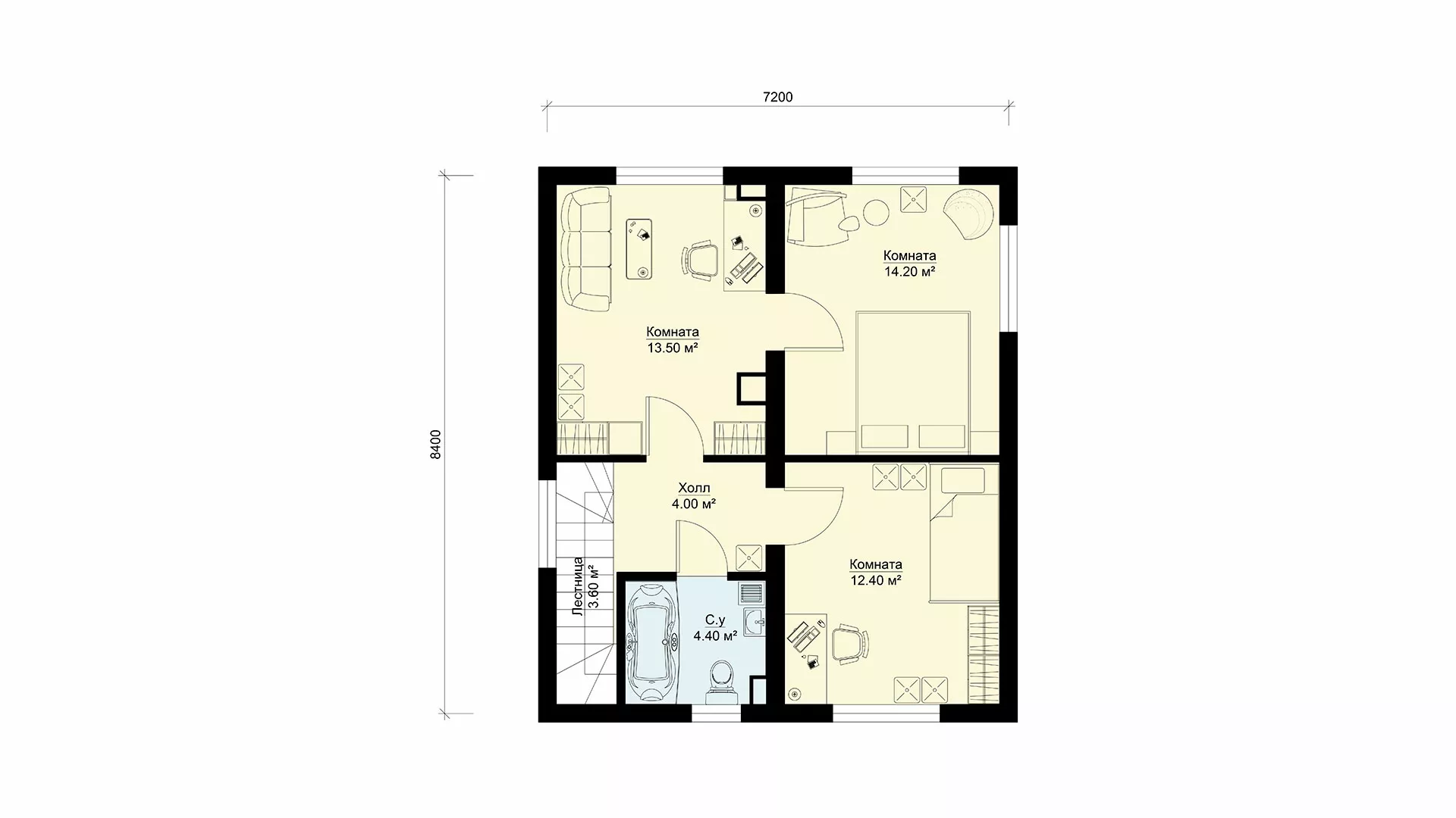 План этажа №1 2-этажного дома K-2100 в Тюмени