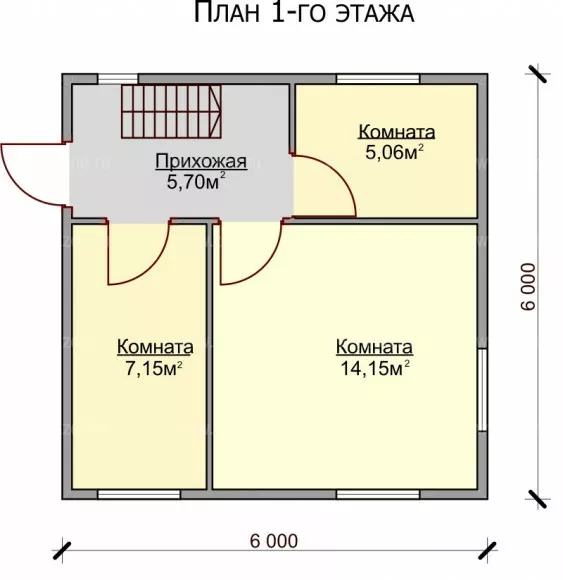 План этажа №1 1-этажного дома KR-137 в Тюмени