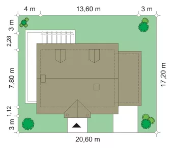План этажа №1 1-этажного дома K-1158-2 в Тюмени