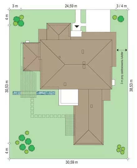 План этажа №1 2-этажного дома K-2596 в Тюмени