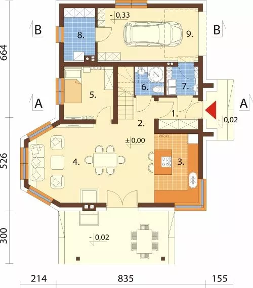 План этажа №1 1-этажного дома K-1148-2 в Тюмени