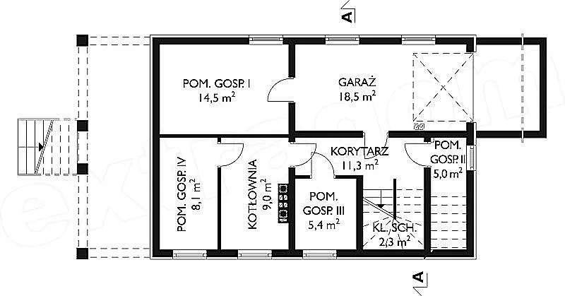 План этажа №1 2-этажного дома D-2186 в Тюмени