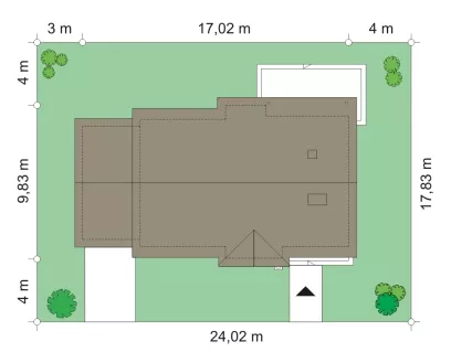 План этажа №1 1-этажного дома K-1141-2 в Тюмени