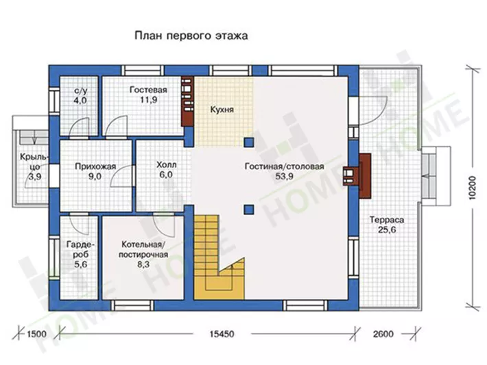 План этажа №1 2-этажного дома 57-10 в Тюмени