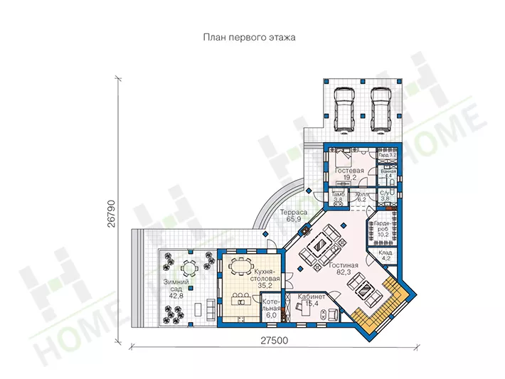 План этажа №1 2-этажного дома 63-06 в Тюмени