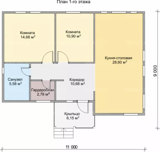 План этажа №1 1-этажного дома KR-189 в Тюмени
