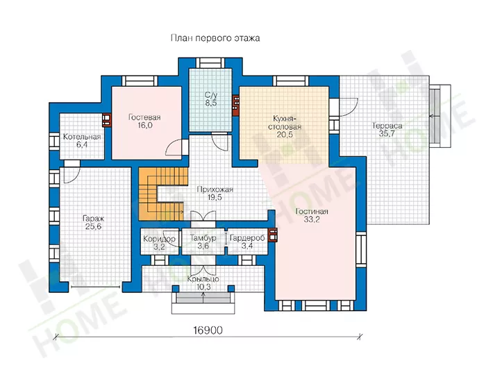 План этажа №1 2-этажного дома 58-10ML в Тюмени