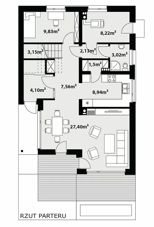 План этажа №1 2-этажного дома K-2138-8 в Тюмени