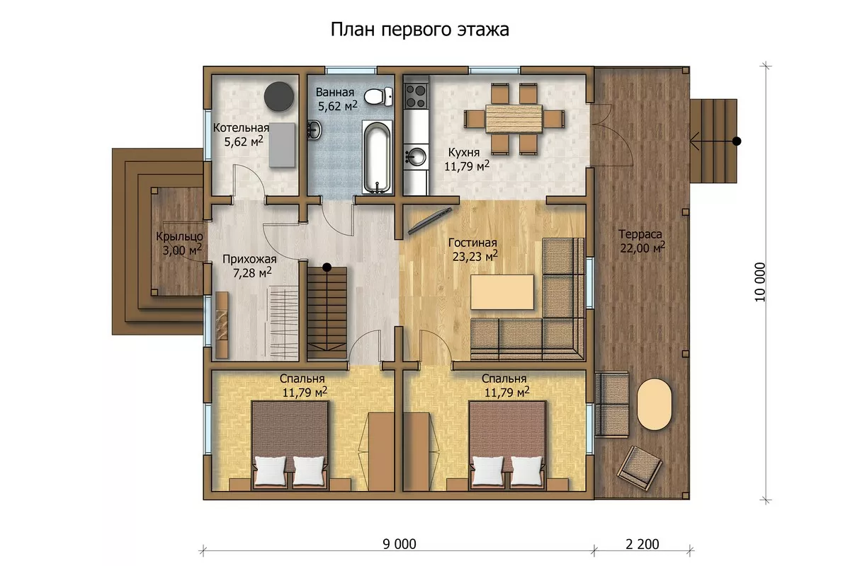 План этажа №1 2-этажного дома MK-141 в Тюмени