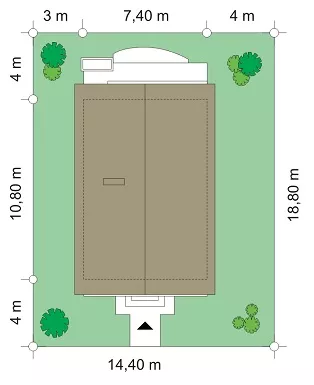 План этажа №1 2-этажного дома K-2159 в Тюмени