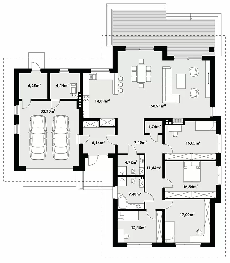 План этажа №1 1-этажного дома K-1182 в Тюмени