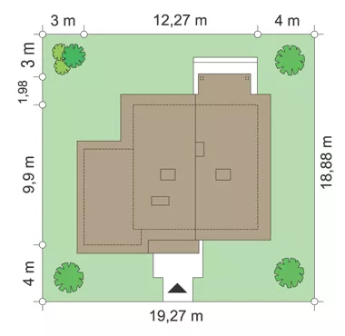 План этажа №1 1-этажного дома K-1135 в Тюмени