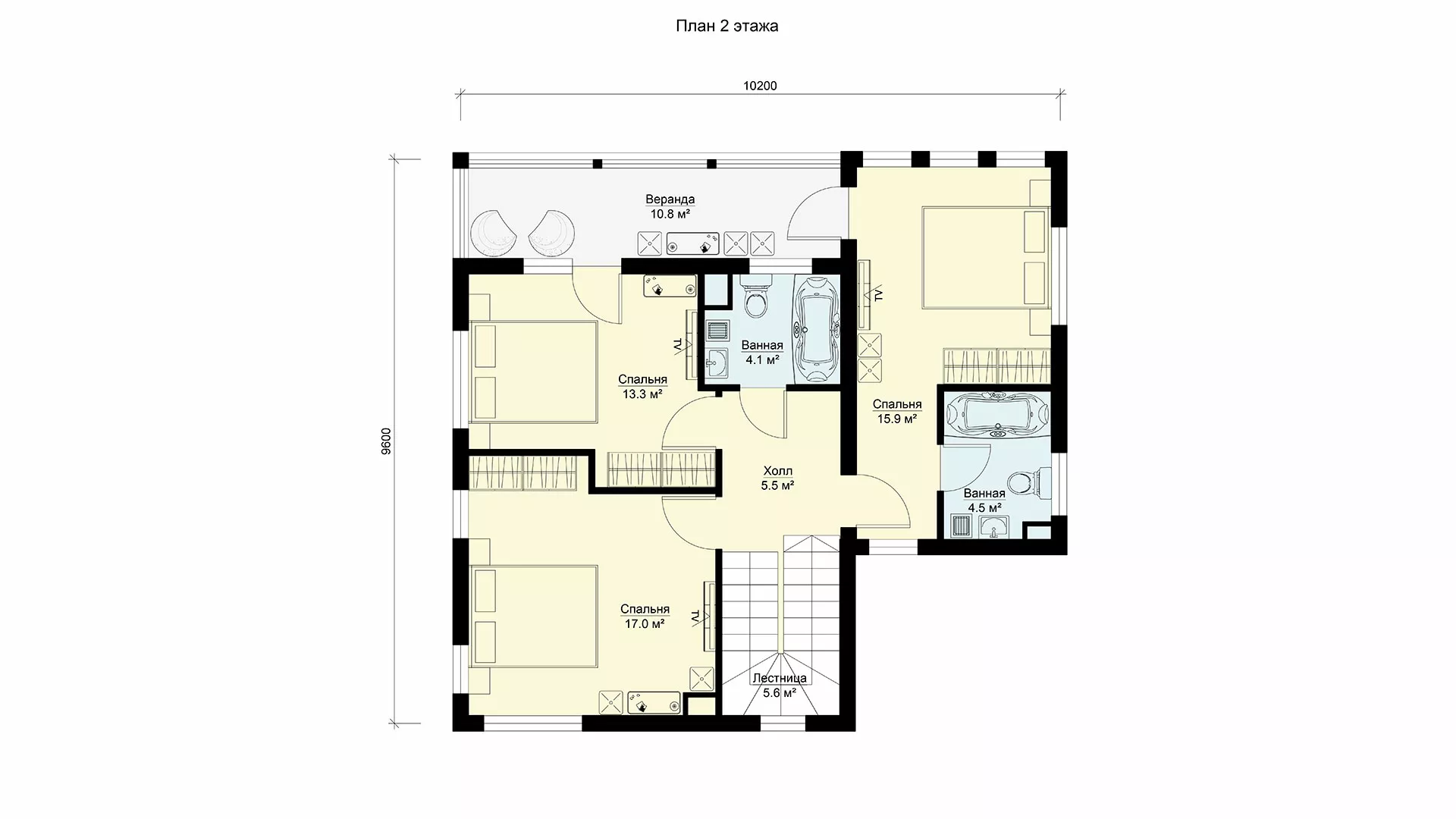 План этажа №1 2-этажного дома K-2153 в Тюмени