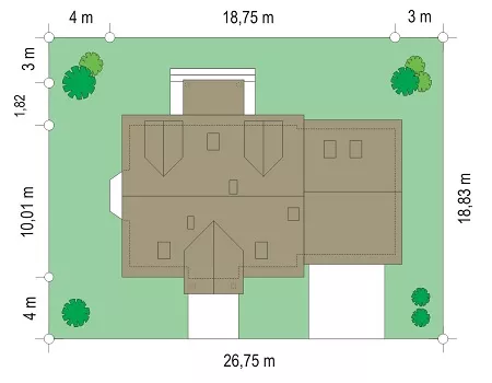 План этажа №1 1-этажного дома K-1280-2 в Тюмени