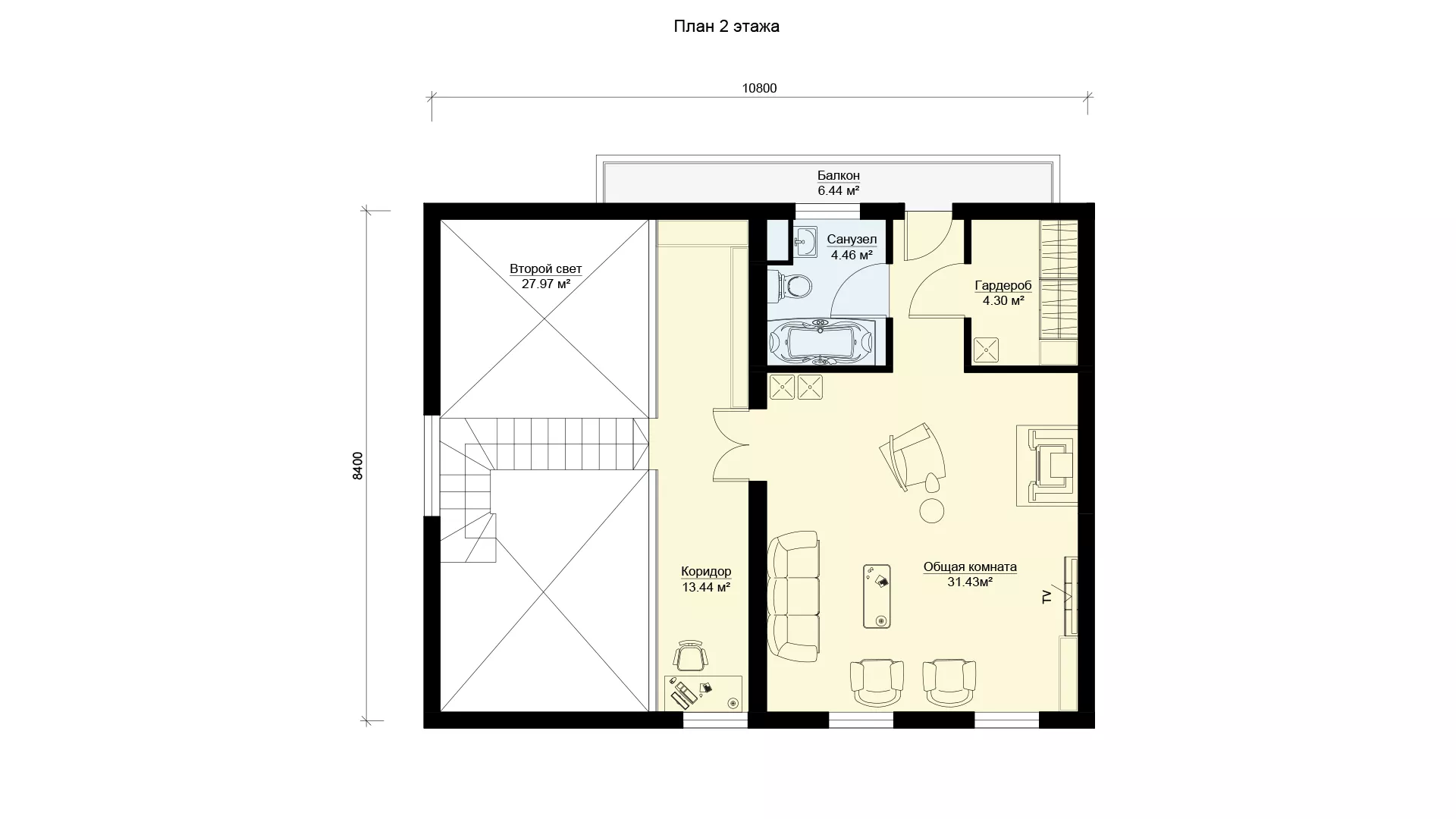 План этажа №1 2-этажного дома K-2142-4 в Тюмени
