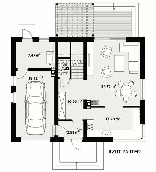 План этажа №1 2-этажного дома K-2124 в Тюмени