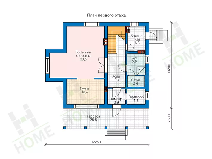 План этажа №1 2-этажного дома 58-29 в Тюмени