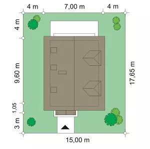 План этажа №1 1-этажного дома K-1110-2 в Тюмени