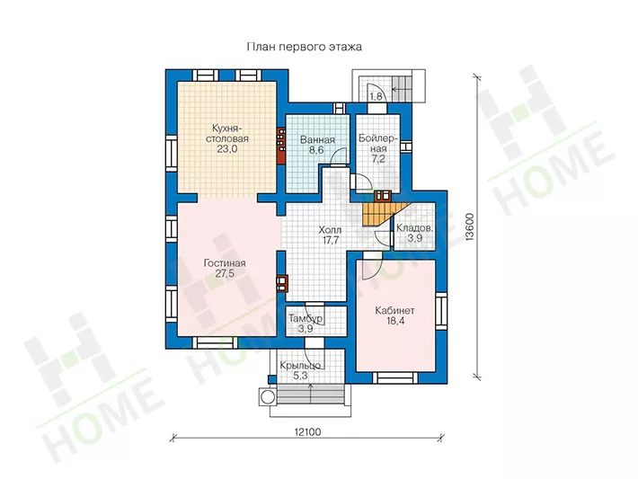 План этажа №1 2-этажного дома 59-95A в Тюмени