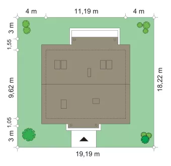 План этажа №1 1-этажного дома K-1107-3 в Тюмени