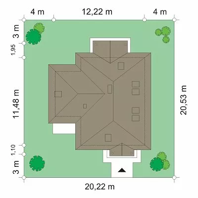 План этажа №1 1-этажного дома K-1178 в Тюмени