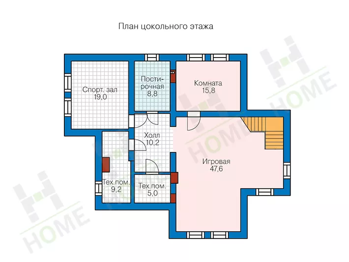План этажа №1 2-этажного дома 58-36C в Тюмени