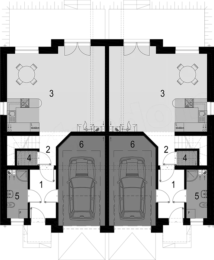 План этажа №1 2-этажного дома D-2134-2 в Тюмени