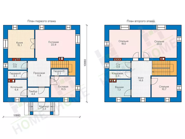 План этажа №1 2-этажного дома 57-05DKL в Тюмени
