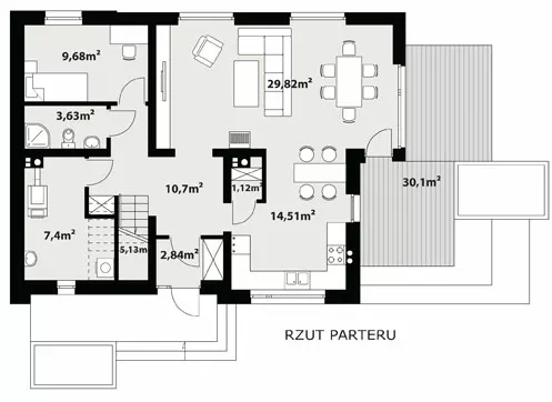 План этажа №1 2-этажного дома K-2149-2 в Тюмени