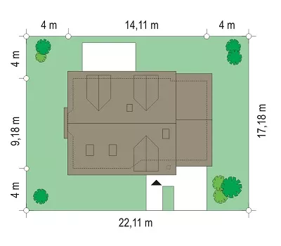План этажа №1 1-этажного дома K-1167-2 в Тюмени