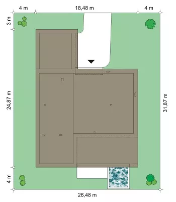 План этажа №1 2-этажного дома K-2541 в Тюмени