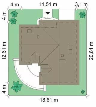 План этажа №1 1-этажного дома K-1207 в Тюмени