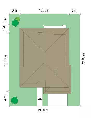 План этажа №1 2-этажного дома K-2332-2 в Тюмени